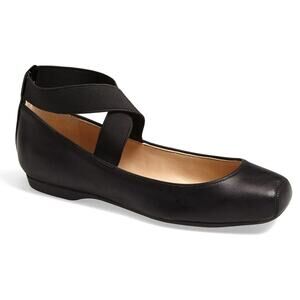Jessica Simpson Women Mandalaye Ankle Strap Ballet Flat Sz US 7.5M Black Leather